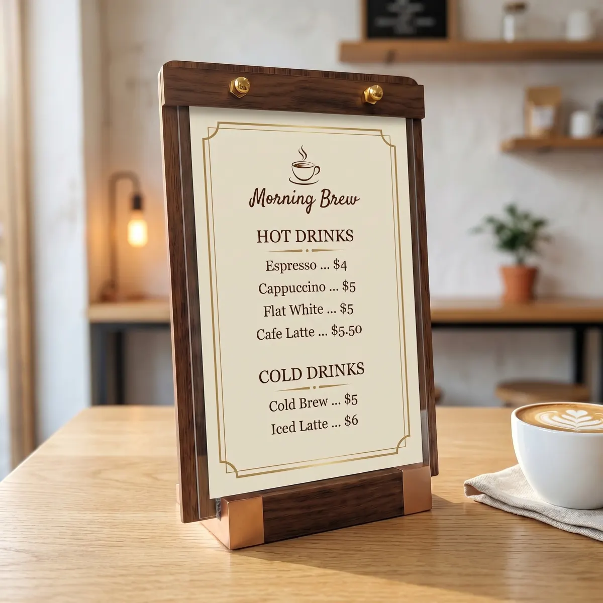 VISUP walnut sign holder designed for everyday display